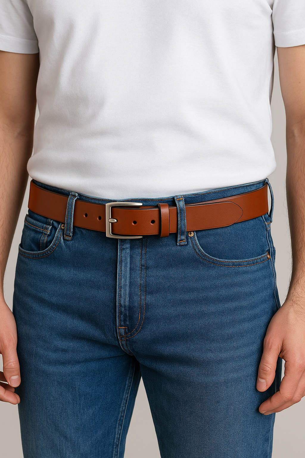 Marct Tchou Premium Ledergürtel – 40mm Herren-Gürtel aus echtem Vollnarbenleder